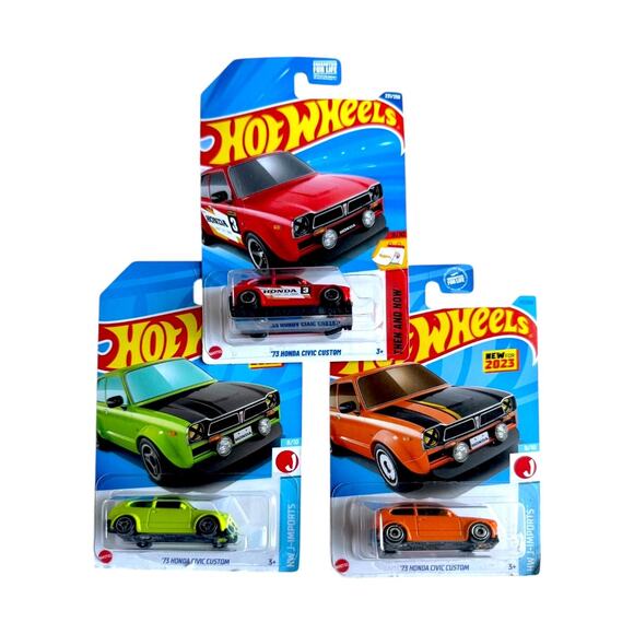 Hot Wheels Other - Hot Wheels ’73 Honda Civic Custom Lot J-Imports Then & Now (3 Cars)